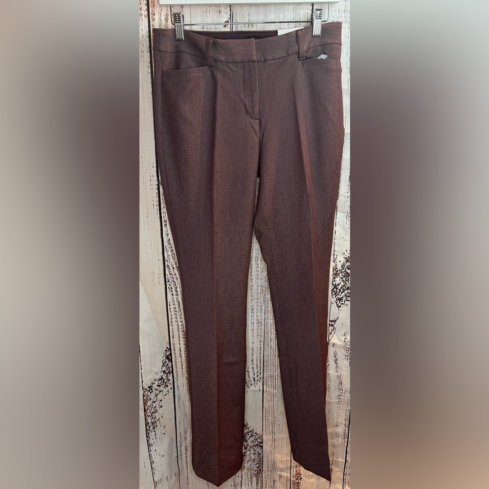 NWT Express Columnist Barely Boot Dress Pants 6R Mid Rise Stretch Burgundy